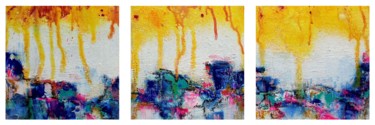 Malerei mit dem Titel "Triptyque" von Sophie Lecesne, Original-Kunstwerk, Acryl Auf Karton montiert