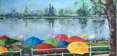 LES BERGES DE L'ALLIER, 1er PRIX au Concours du GRAND CAFE Ζωγραφική με τίτλο "LES BERGES DE L'ALL…" από Agnes Corre, Αυθεντικά έργα τέχνης, Ακρυλικό