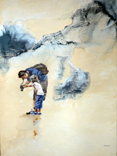 "petit écran, grande réalité" Peinture intitulée ""petit écran, grand…" par Sandrine Gergaud, Œuvre d'art originale, Acrylique Monté sur Châssis en bois