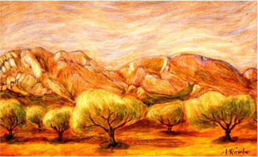 Peinture intitulée "Oliveraie dans les…" par Jean Xavier Combe, Œuvre d'art originale, Huile Monté sur Châssis en bois