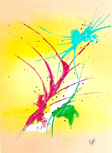 Schilderij getiteld "Libération" door Rick Smith, Origineel Kunstwerk, Acryl Gemonteerd op Frame voor houten brancard