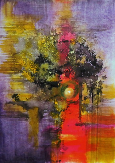 Ephémère renouvelé - paysage abstrait multicolore - encres Painting titled "Ephémère renouvelé…" by Clau Redier-Clément, Original Artwork, Ink