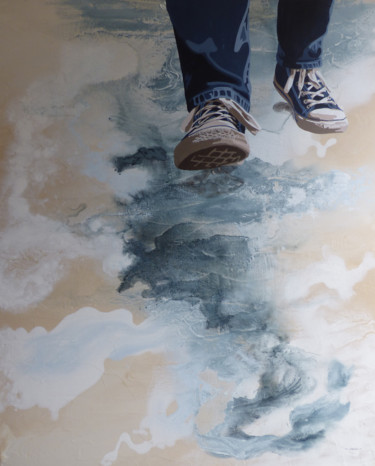 "blanc sablé, Atlantique république 2" Peinture intitulée ""blanc sablé, Atlan…" par Sandrine Gergaud, Œuvre d'art originale, Acrylique Monté sur Châssis en bois