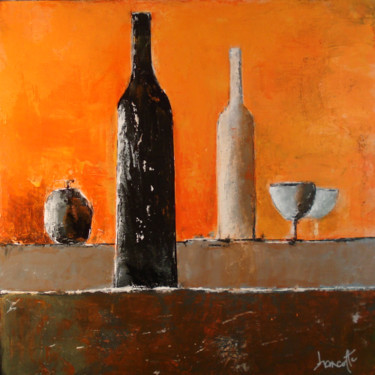 Painting titled "deux bouteilles" by Gilles Hancotte, Original Artwork, Acrylic