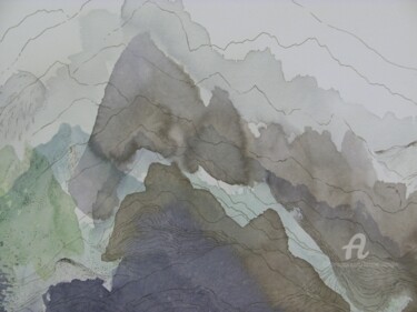 Peinture intitulée "Paysage  Impercepti…" par Hélène Mongin, Œuvre d'art originale, Encre