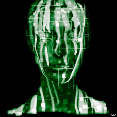 Photographie intitulée "Green psycho art" par Clc, Œuvre d'art originale, Photographie numérique