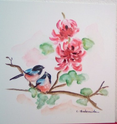 Peinture intitulée "les amoureux" par Claudie Thedevuide, Œuvre d'art originale, Aquarelle