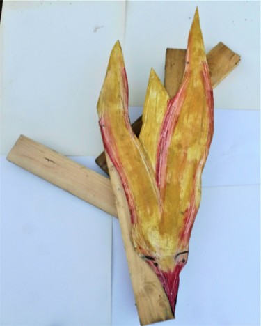 Sculpture intitulée "oiseau charpenté" par Servin, Œuvre d'art originale, Plastique