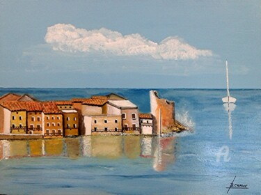 Peinture intitulée "Erbalunga (Corse)" par Bernard Cahue, Œuvre d'art originale, Huile