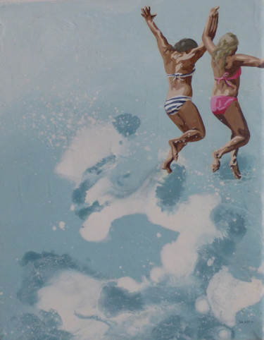"sororité d'Atlantique" Peinture intitulée ""sororité d'Atlanti…" par Sandrine Gergaud, Œuvre d'art originale, Acrylique Monté sur Châssis en bois