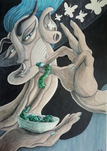 图画 标题为“Metamorphoses.” 由Anna Reshetnikova, 原创艺术品, 标记
