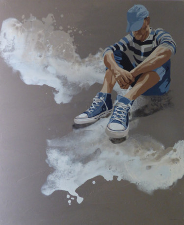 "océan intérieur" Peinture intitulée ""océan intérieur"" par Sandrine Gergaud, Œuvre d'art originale, Acrylique Monté sur Châssis en bois