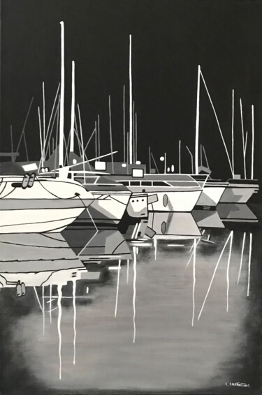 Peinture intitulée "Le Port" par Laetitia Infantino, Œuvre d'art originale, Acrylique Monté sur Châssis en bois