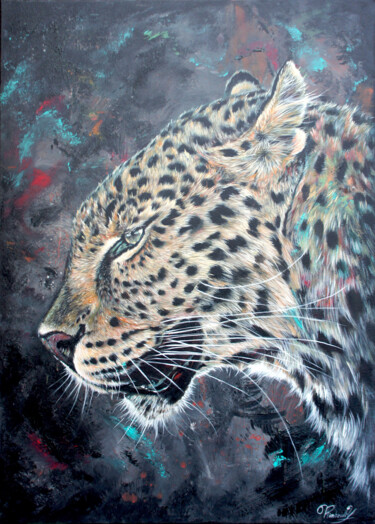 Peinture intitulée "Un léopard dans l'e…" par Yoan Rimbault, Œuvre d'art originale, Acrylique