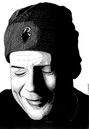 Dessin intitulée "Bruce Willis" par Pascal Tavarner, Œuvre d'art originale, Encre