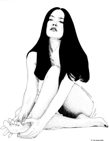 Salma Hayek Dessin intitulée "Salma Hayek" par Pascal Tavarner, Œuvre d'art originale, Encre
