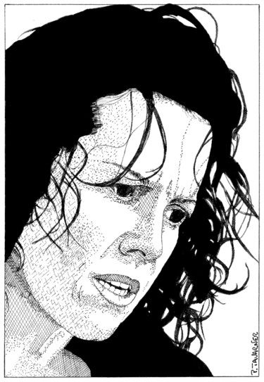 Dessin intitulée "Sigourney Weaver" par Pascal Tavarner, Œuvre d'art originale, Encre