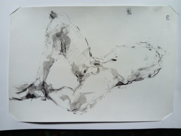 Dessin intitulée "Nu homme" par Didier Gilliers, Œuvre d'art originale, Encre