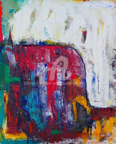 Montagne éléphantesque Peinture intitulée "Montagne éléphantes…" par Jean-Marc Chapelet (jeanmarchapelet), Œuvre d'art originale, Huile