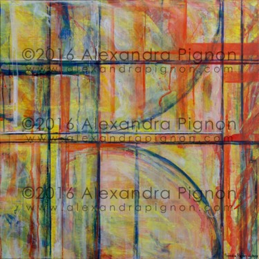 Painting titled "The Encounter - 2016" by Alexandra Pignon, Original Artwork, Acrylic Mounted on Wood Stretcher frame