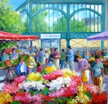 제목이 "marchéc aux fleurs"인 미술작품 Jean Senterre로, 원작, 기름