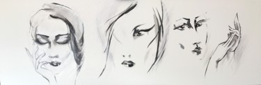 Drawing titled "Faces" by Marin, Original Artwork, Oil
