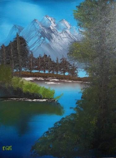 Peinture intitulée "Sommet de Montagne" par Adrien C., Œuvre d'art originale, Huile