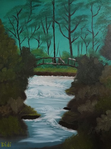 Peinture intitulée "Pont Isolé" par Adrien C., Œuvre d'art originale, Huile