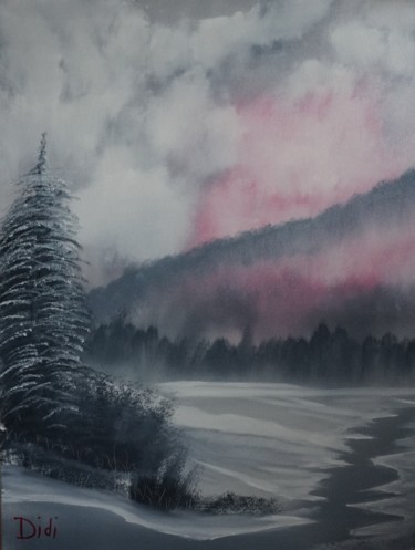 Peinture intitulée "Hiver Gris" par Adrien C., Œuvre d'art originale, Huile