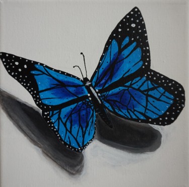 Peinture intitulée "Morpho Bleu" par Adrien C., Œuvre d'art originale, Acrylique