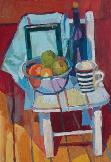 Malerei mit dem Titel "Red and white, mini…" von Maja Djokic Mihajlovic, Original-Kunstwerk, Öl