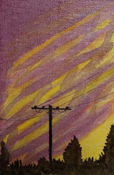 Peinture intitulée "Coucher d'été" par Adrien C., Œuvre d'art originale, Aquarelle
