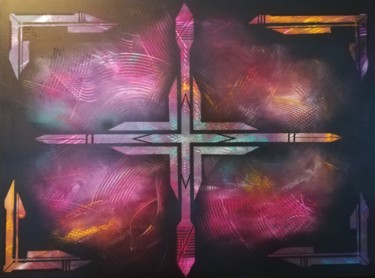 Peinture intitulée "Stained glass" par Trä  Abstract Painting, Œuvre d'art originale, Acrylique