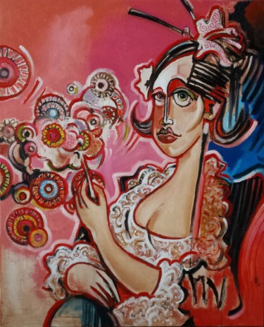 Peinture intitulée "Flaminco rose" par Pascal Buffard, Œuvre d'art originale, Huile