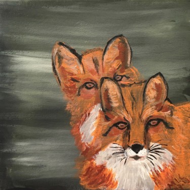 Malerei mit dem Titel "Goupil" von Murielle Lucie Clément, Original-Kunstwerk, Acryl Auf Keilrahmen aus Holz montiert