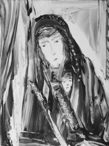 Painting titled "Patient Mothers/ St…" by Rajka Serbak, Original Artwork, Tempera
