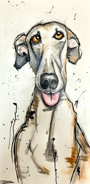 Chien heureux Painting titled "Chien heureux" by Stéphane Palazzotto, Original Artwork, Acrylic