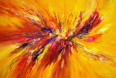 Yellow Red Abstraction XL 2 「Yellow Red Abstract…」というタイトルの絵画 Peter Nottrottによって, オリジナルのアートワーク, アクリル