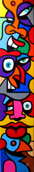 Peinture intitulée "Totem toons 1" par Art De Noé, Œuvre d'art originale, Acrylique
