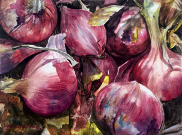 Painting titled "Red" by Djelloul Merhab, Original Artwork, Watercolor
