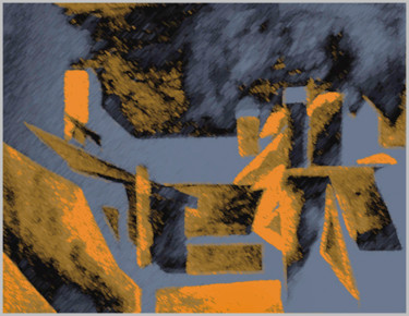 Printmaking titled "Des Toits 1" by Richka, Original Artwork, Digital Print Mounted on Wood Panel