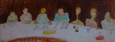 Bar le Vinatier la part des anges Malerei mit dem Titel "Bar le Vinatier la…" von Gerrit Gerard Visser, Original-Kunstwerk, Acryl Auf Holzplatte montiert