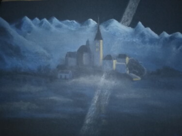 Dessin intitulée "le Blues des Carpat…" par Véronique Lenfant, Œuvre d'art originale, Pastel