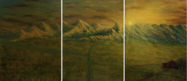 Malerei mit dem Titel "le coucher de la mo…" von Célinne, Original-Kunstwerk, Öl