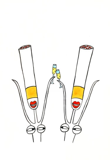 Картина под названием "Smoking sisters lov…" - Анна Жулева, Подлинное произведение искусства, Акрил
