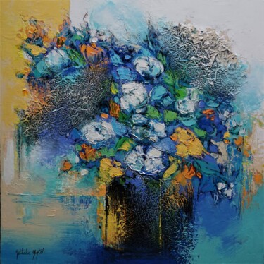 Impression bleuté.Nathalie Montel Schilderij getiteld "Impression bleuté.N…" door Nathalie Montel, Origineel Kunstwerk, Acryl Gemonteerd op Frame voor houten…
