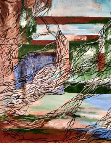 Painting titled "Entangled" by Atignas Art, Original Artwork, Acrylic Mounted on Cardboard