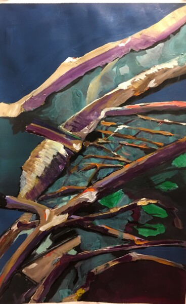 Painting titled "Espace vegetal" by Francoise Leblanc, Original Artwork, Acrylic