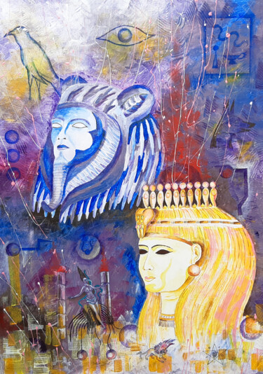 Painting titled "QUEEN MERIT- AMON &…" by Dragos Bagia, Original Artwork, Oil