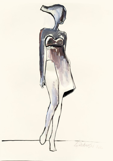 Dessin intitulée "Portrait d'une Robe" par Jivko Sedlarski, Œuvre d'art originale, Acrylique